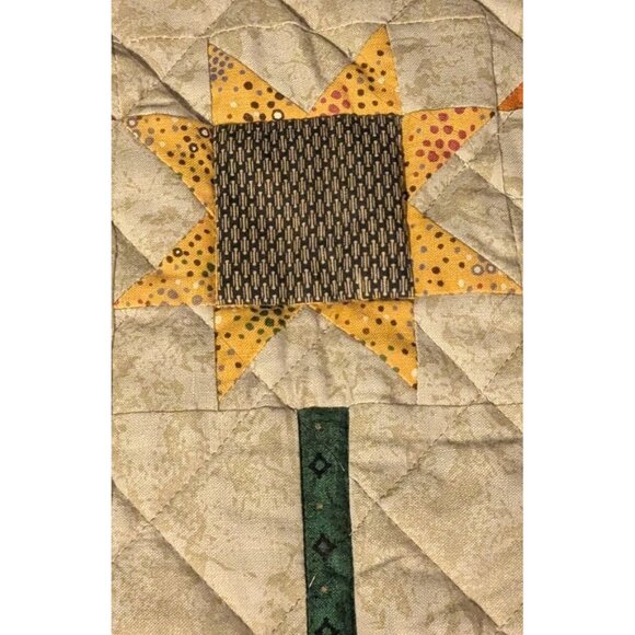 Handmade Quilted Wall Hanging Scrap Happy Flower Sunflowers Mumm Doll Blanket - Picture 11 of 16